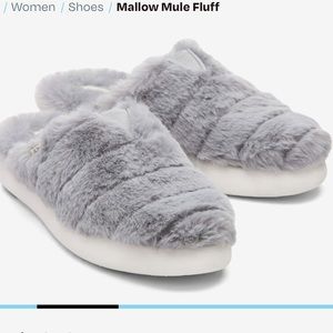 New in Box - Toms Alpargata Mallow Mule - Mid Grey Faux Fur Size 11